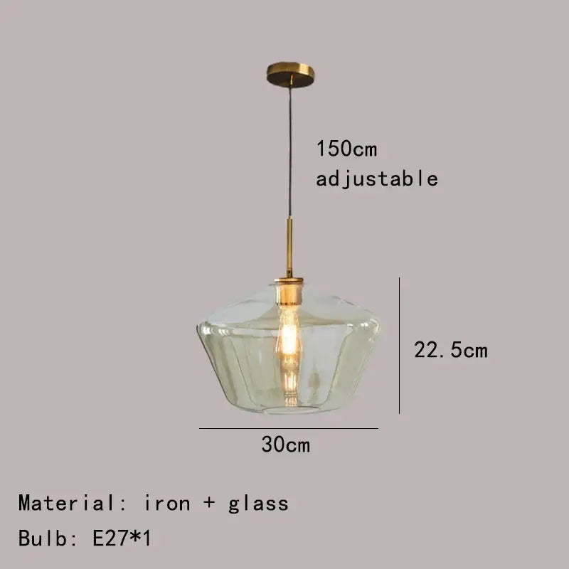 Modern gray amber glass pendant lamp dining room lighting
