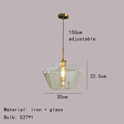 Modern gray amber glass pendant lamp dining room lighting