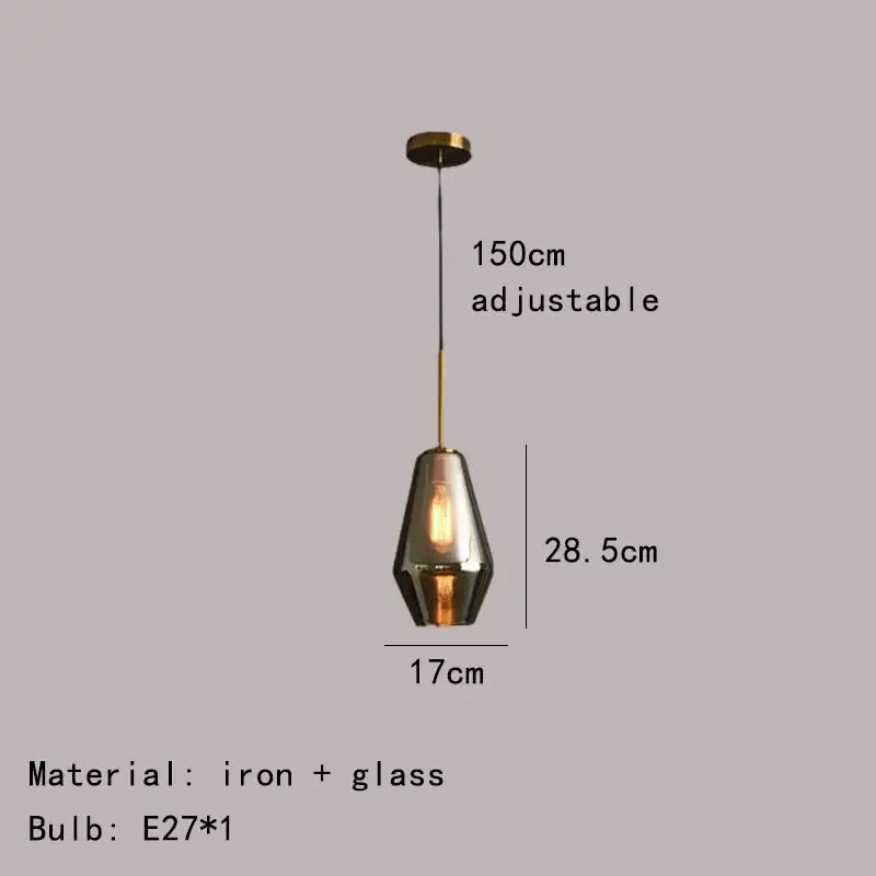 Modern gray amber glass pendant lamp dining room lighting