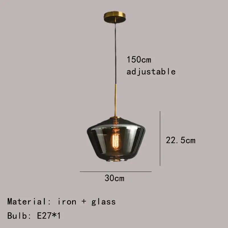 Modern gray amber glass pendant lamp dining room lighting