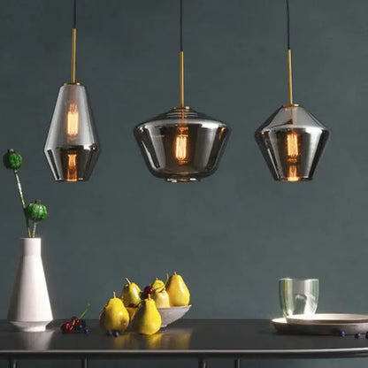 Modern gray amber glass pendant lamp dining room lighting