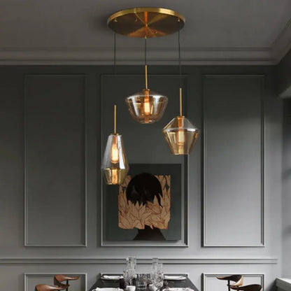 Modern gray amber glass pendant lamp dining room lighting