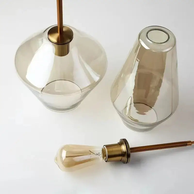 Modern gray amber glass pendant lamp dining room lighting