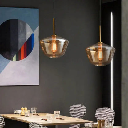 Modern gray amber glass pendant lamp dining room lighting