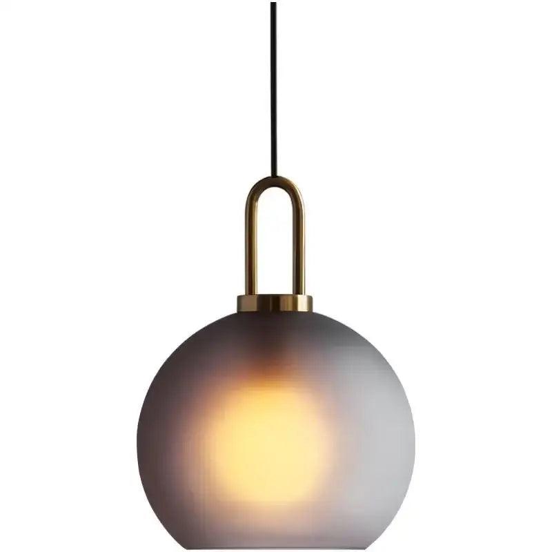 Modern gray and brass glass pendant light fixture kitchen lighting