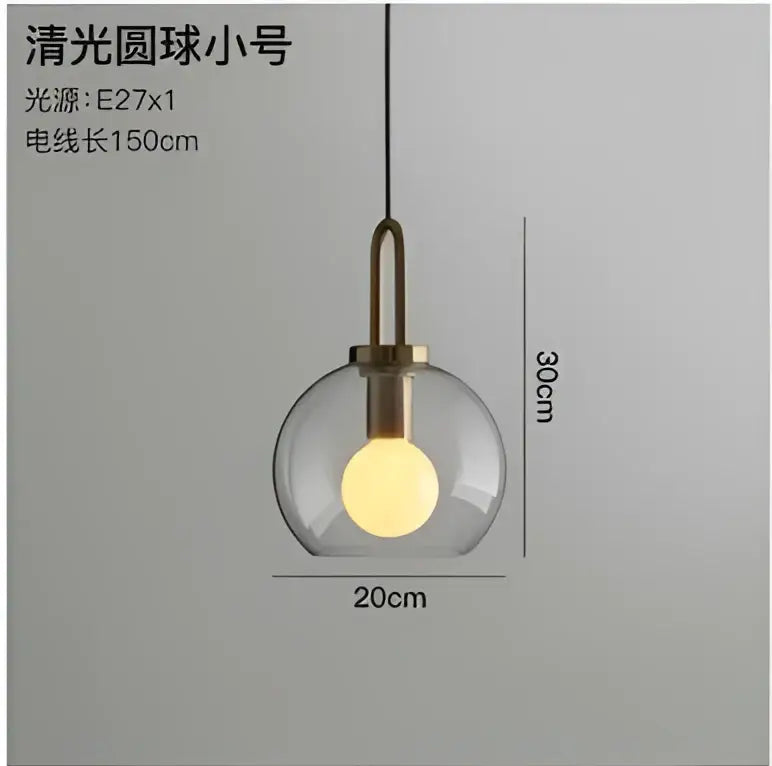 Modern gray and brass glass pendant light fixture kitchen lighting