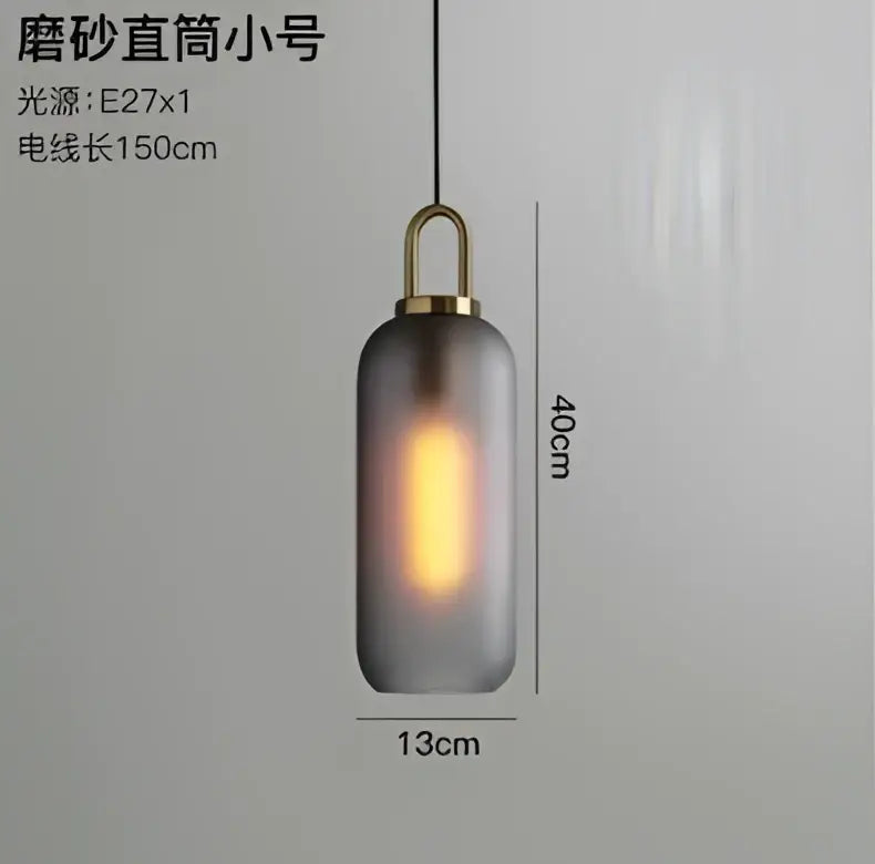 Modern gray and brass glass pendant light fixture kitchen lighting