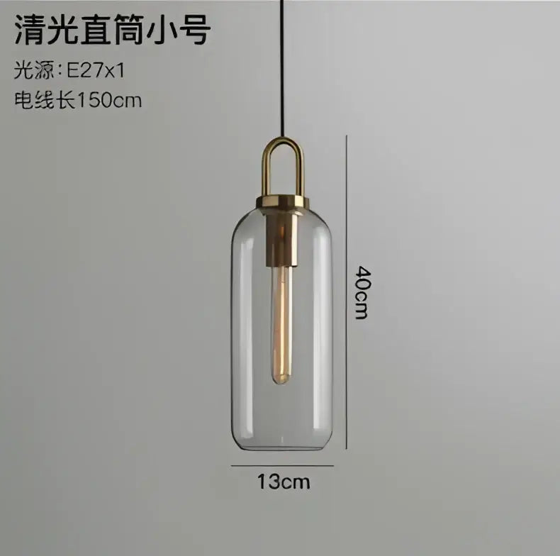 Modern gray and brass glass pendant light fixture kitchen lighting