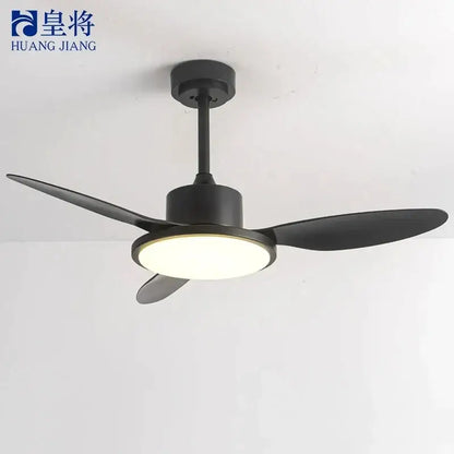 Modern gray and light wood led modern design ceiling fan bedroom
