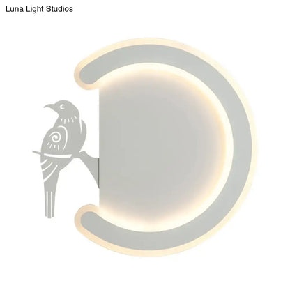 Modern gray bird wall lamp warm white light bedroom sconce