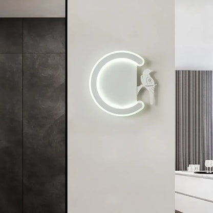 Modern gray bird wall lamp warm white light bedroom sconce