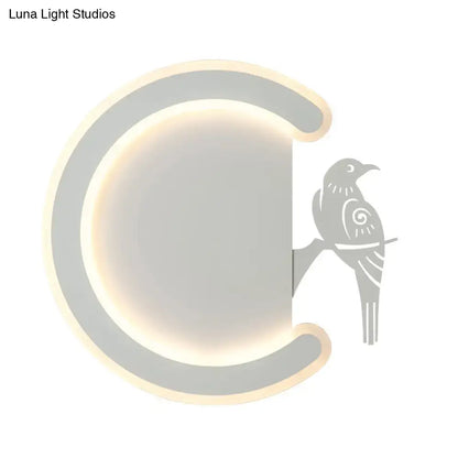 Modern gray bird wall lamp warm white light bedroom sconce