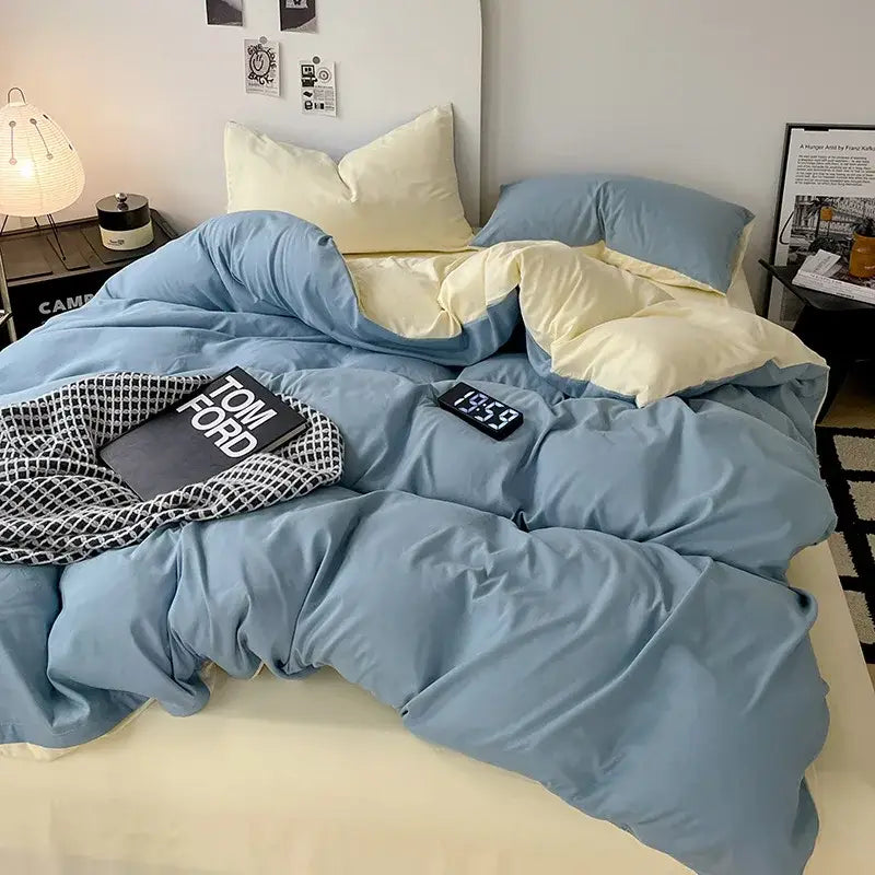 Modern gray comforter cover set with geometric throw bedroom bedding