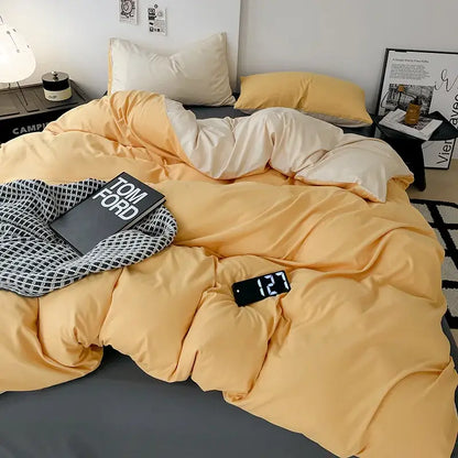 Modern gray comforter cover set with geometric throw bedroom bedding