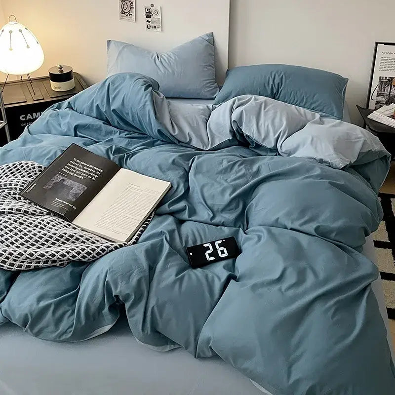 Modern gray comforter cover set with geometric throw bedroom bedding