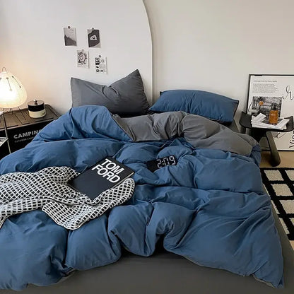 Modern gray comforter cover set with geometric throw bedroom bedding