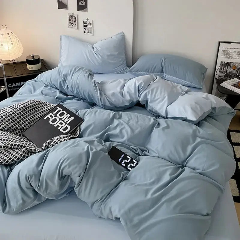 Modern gray comforter cover set with geometric throw bedroom bedding