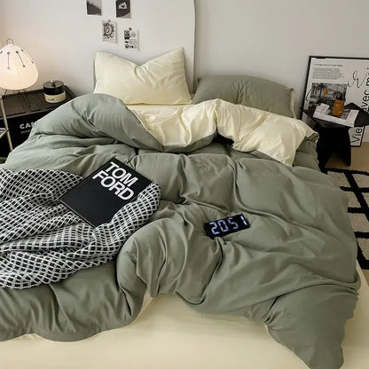 Modern gray comforter cover set with geometric throw bedroom bedding