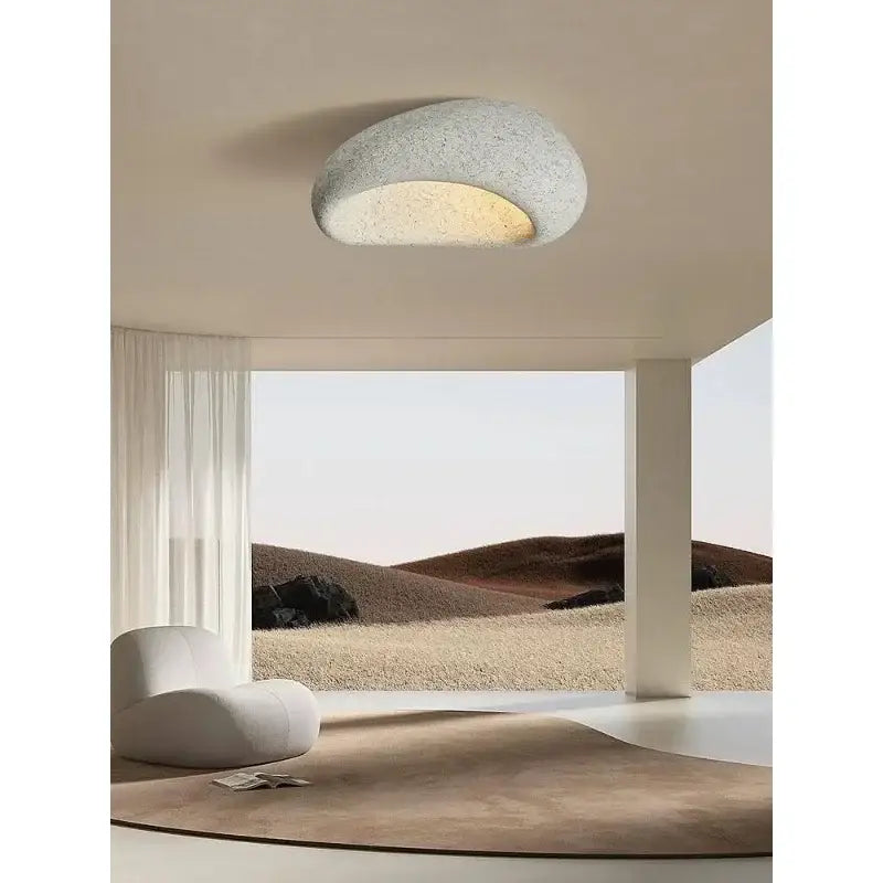 Modern gray concrete cream ceiling lamps chandelier bedroom light