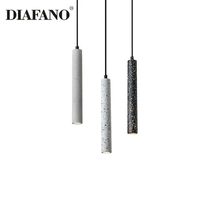 Modern gray concrete tube pendant light dining room triple chandelier