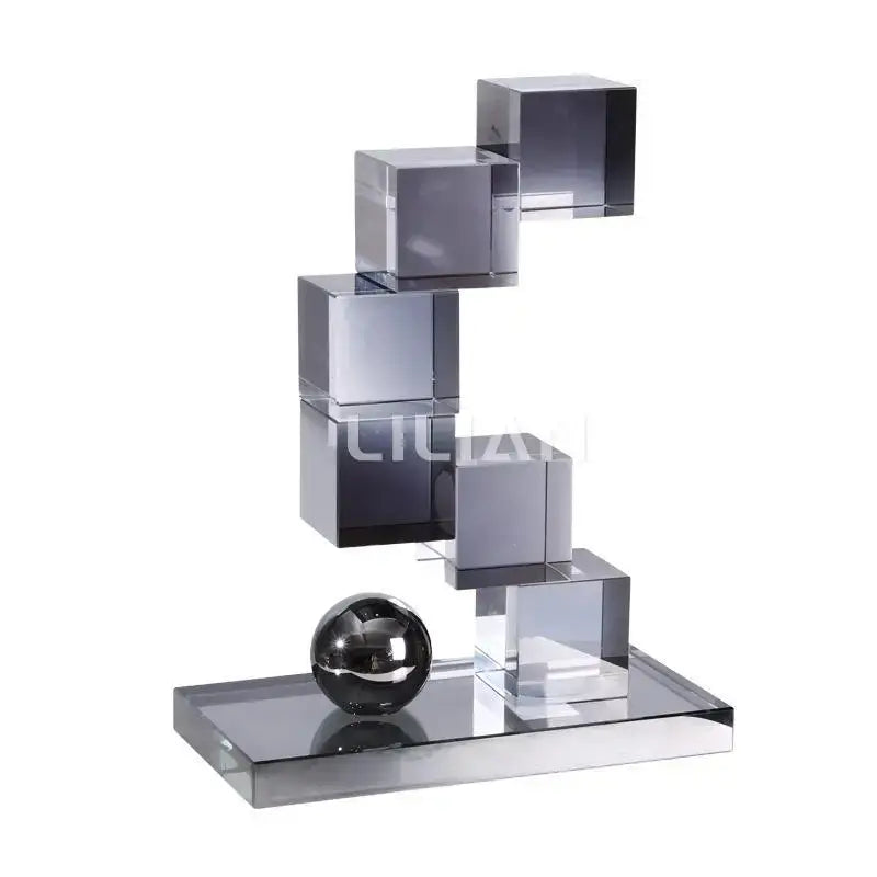 Modern gray geometric crystal glass ornaments living room decor