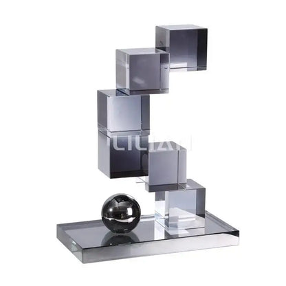 Modern gray geometric crystal glass ornaments living room decor