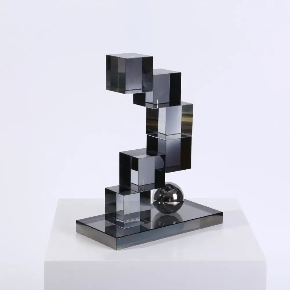 Modern gray geometric crystal glass ornaments living room decor