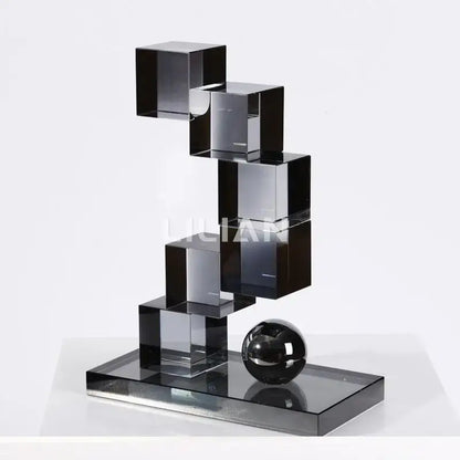 Modern gray geometric crystal glass ornaments living room decor
