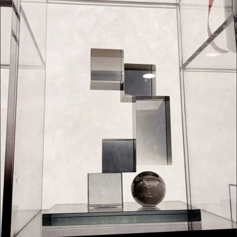Modern gray geometric crystal glass ornaments living room decor