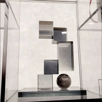 Modern gray geometric crystal glass ornaments living room decor
