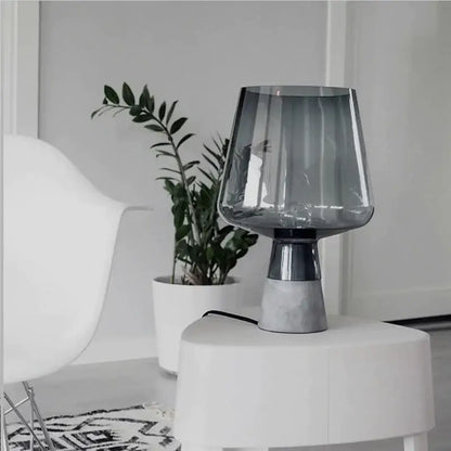 Modern gray glass and concrete table lamp for bedroom decor