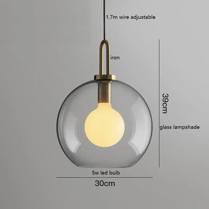 Modern gray glass ball led pendant light set – dining room