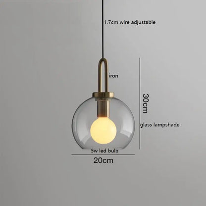 Modern gray glass ball led pendant light set – dining room