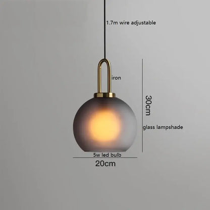 Modern gray glass ball led pendant light set – dining room