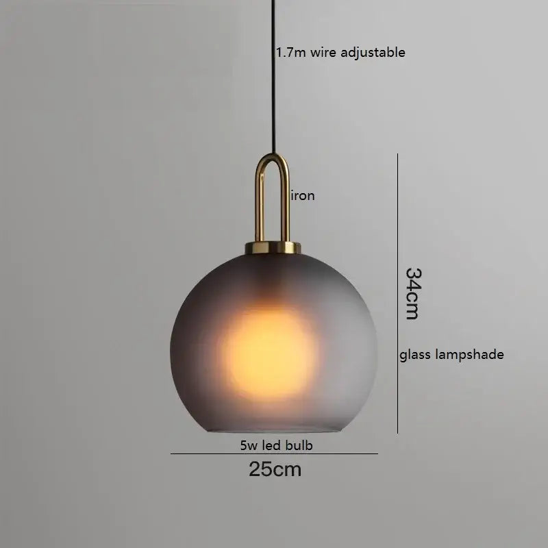 Modern gray glass ball led pendant light set – dining room