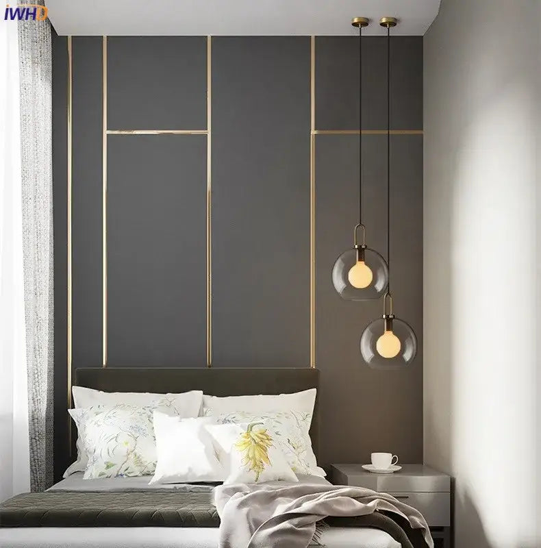 Modern gray glass ball led pendant light set – dining room