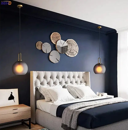 Modern gray glass ball led pendant light set – dining room