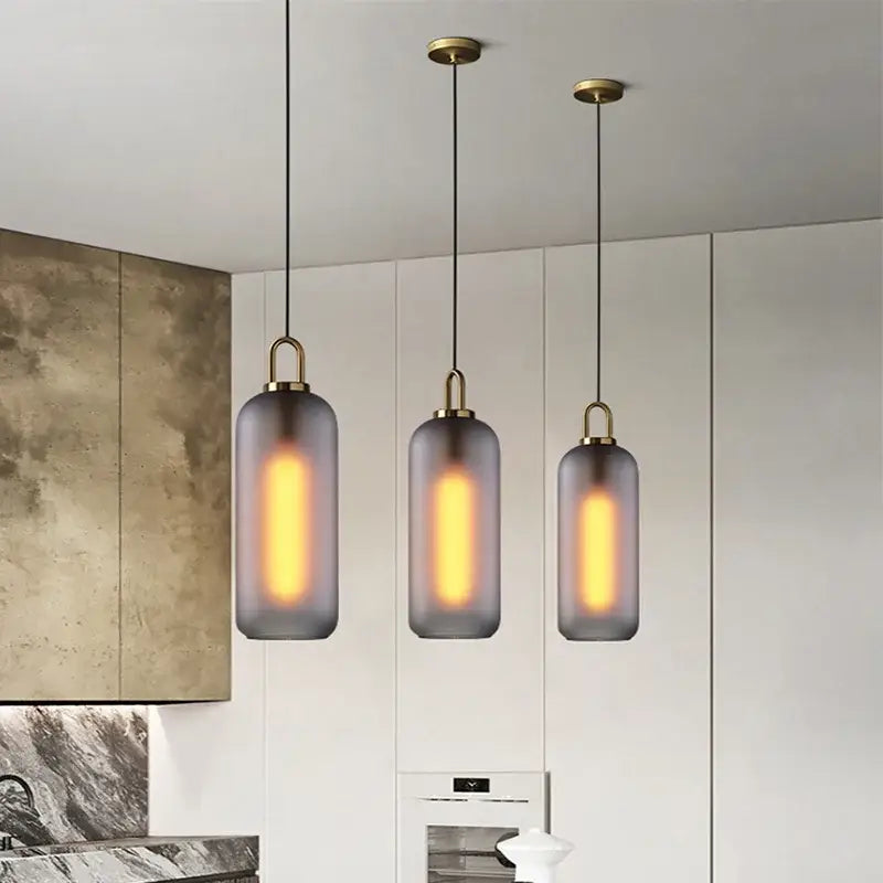 Modern gray glass ball led pendant light set – dining room
