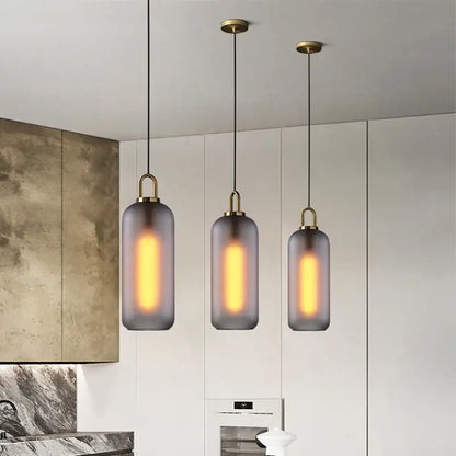 Modern gray glass ball led pendant light set – dining room