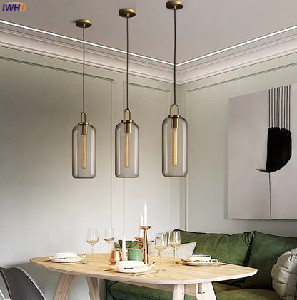 Modern gray glass ball led pendant light set – dining room