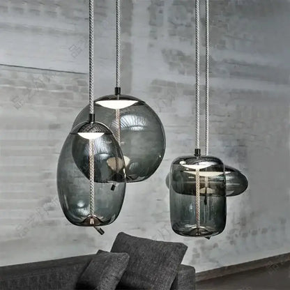 Modern gray glass chandelier knot pendant lamp for dining room