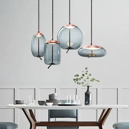 Modern gray glass chandelier knot pendant lamp for dining room