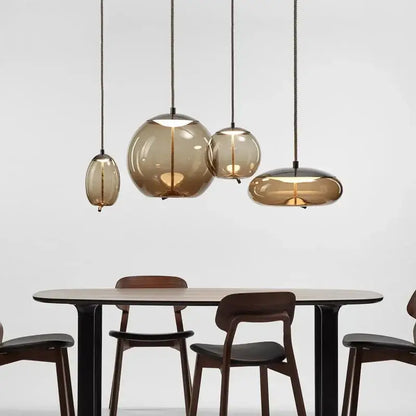 Modern gray glass chandelier knot pendant lamp for dining room