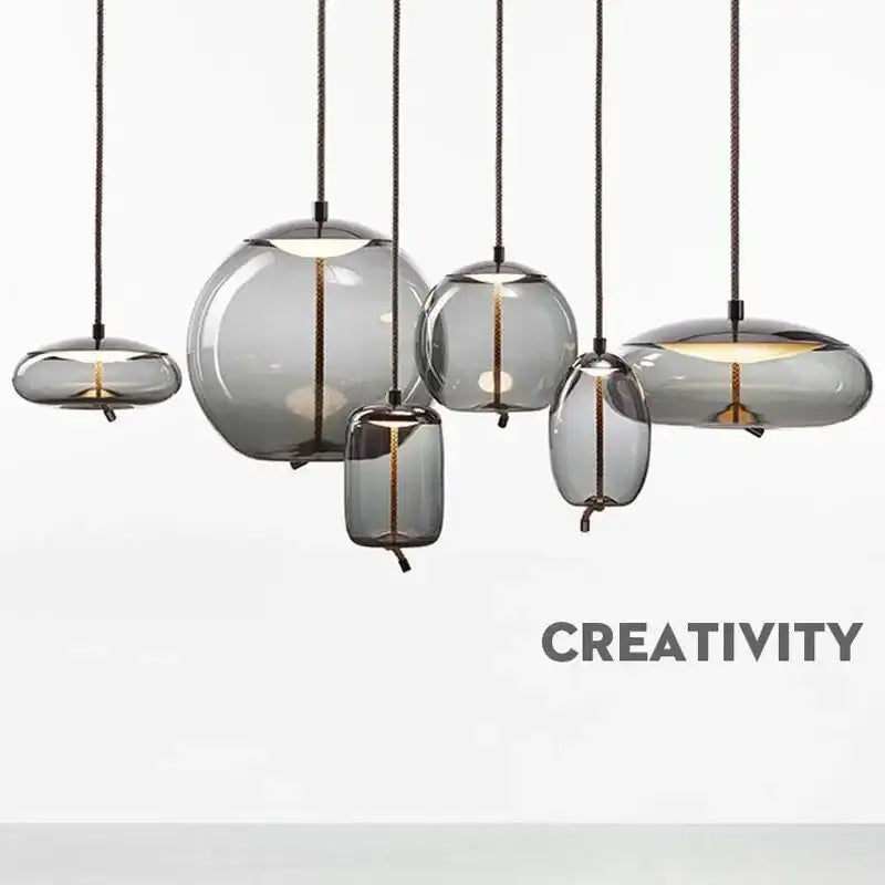 Modern gray glass chandelier knot pendant lamp for dining room