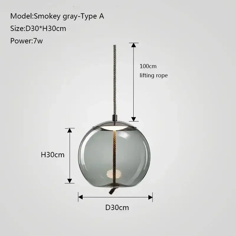 Modern gray glass chandelier knot pendant lamp for dining room