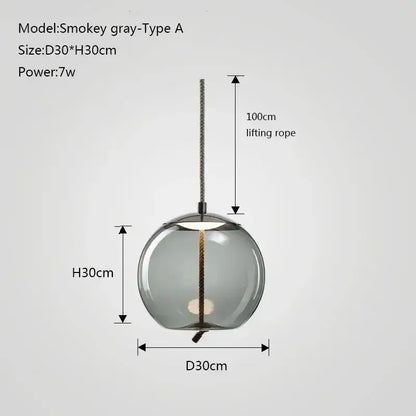 Modern gray glass chandelier knot pendant lamp for dining room