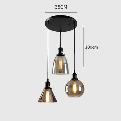 Modern gray glass pendant light set of 4 dining room lighting
