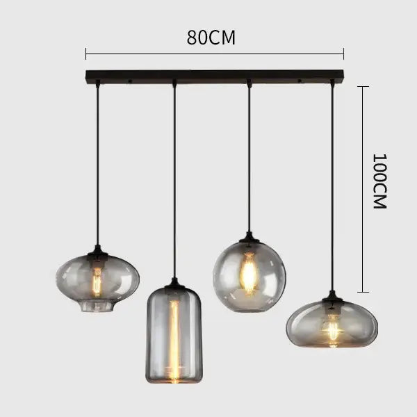 Modern gray glass pendant light set of 4 dining room lighting