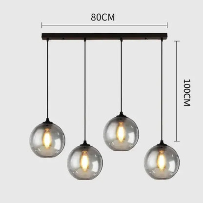 Modern gray glass pendant light set of 4 dining room lighting