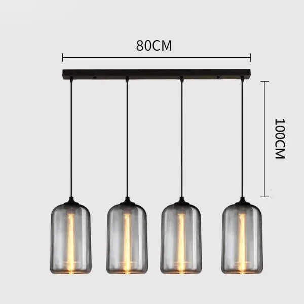 Modern gray glass pendant light set of 4 dining room lighting